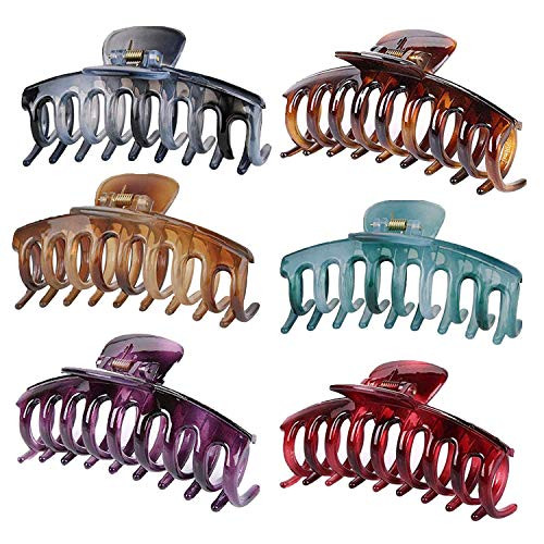 Large Hair Claw Clip for Women - 4_3? Jumbo Hair Clips Strong Hold Hair Catch Barrette Jaw Clamp for ThickThin Hair Tortoise Barrettes Celluloid Big Fashion Hair Styling Accessories Girls6 pcs
