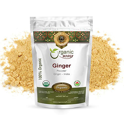 Organic Way Ginger Root Powder Zingiber officinale Roscoe - Adds Flavour  and  Aroma  Organic  and  Kosher Certified  Vegan Non GMO  and  Gluten Free  USDA Certified  Origin - India 1LBS  16Oz