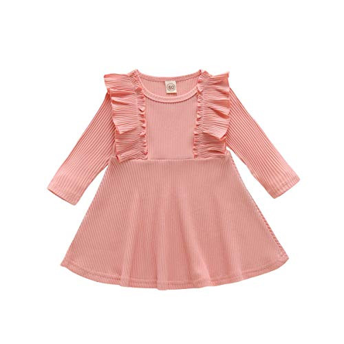 Infant Toddler Baby Girl Ribbed Ruffle Dress Cute Kids Solid Long Sleeve Dresses Top Fall Winter Warm Outfits Clothes Ruffle Long Sleeve-Pink 3-4T Infant Toddler Baby Girl Ribbed Ruffle Dress Cute Kids Solid Long Sleeve Dresses Top Fall Winter Warm Outfits Clothes Ruffle Long Sleeve-Pink 3-4T