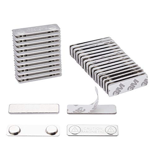 SUNYUDUN 25 Sets Name Badge Magnets Magnetic Name Badge Holders Back with 2 Premium Strength Neodymium Magnets Silver