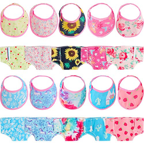 SOTOGO 20 Pieces Doll Diapers Doll Underwear Doll Bibs for Baby Doll and American 18 Inch Girl Doll SOTOGO 20 Pieces Doll Diapers Doll Underwear Doll Bibs for Baby Doll and American 18 Inch Girl Doll
