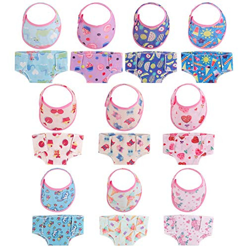 SOTOGO 20 Pieces Doll Diapers Doll Underwear Doll Bibs for Baby Doll and American 18 Inch Girl Doll Unique Style SOTOGO 20 Pieces Doll Diapers Doll Underwear Doll Bibs for Baby Doll and American 18 Inch Girl Doll Unique Style