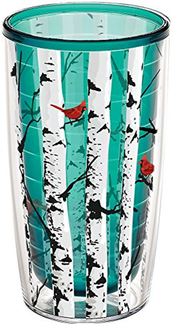 Tervis 1287107 Aspen Trees with Cardinals Insulated Tumbler with Wrap, 16oz, Emerald
