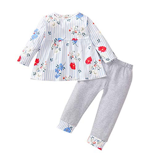 Toddler Baby Girl Clothes Ruffle Top Floral Leggings Pants Fall Winter Clothes for Baby Girl Outfits Sets 12-18 Months