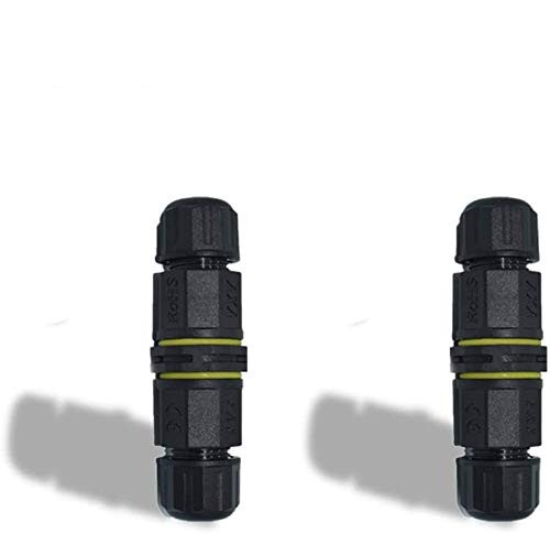 YoungPower Waterproof Junction Box Connector Outdoor Straight 2Pole Way 2 Pin3 Pin4 Pin IP68 External Junction Box cable connector sleeve ?4_5-9_5mm Black 2Pack of 2-Pin