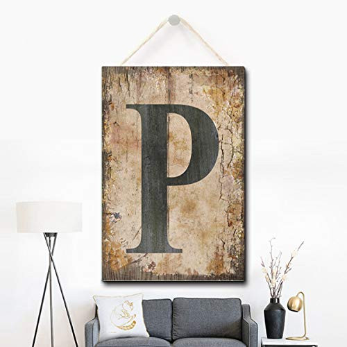 Puernash Wooden Hanging Sign Letter P Wood Sign 8 X 12 Inches
