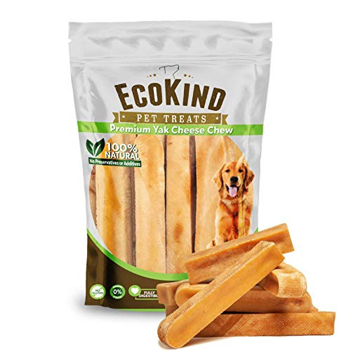 EcoKind Pet Treats Gold Yak Dog Chews Pack  Yak Milk Dog Treats for Active Chewers  100 Natural  and  Healthy Chew Sticks for Small  and  Large Dogs  Assorted Set of Big  and  Small Yak 1 Large Stick
