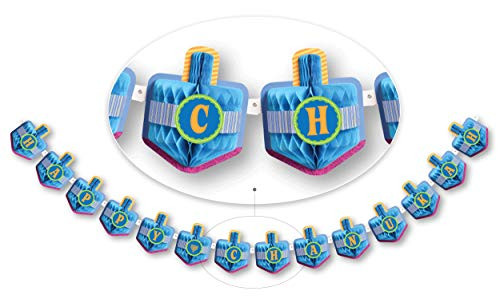 Happy Hanukkah Banner - Chanukah Banner Honeycomb - Holiday Party Decorations - Blue Multicolored Happy Hanukkah Banner - Chanukah Banner Honeycomb - Holiday Party Decorations - Blue Multicolored