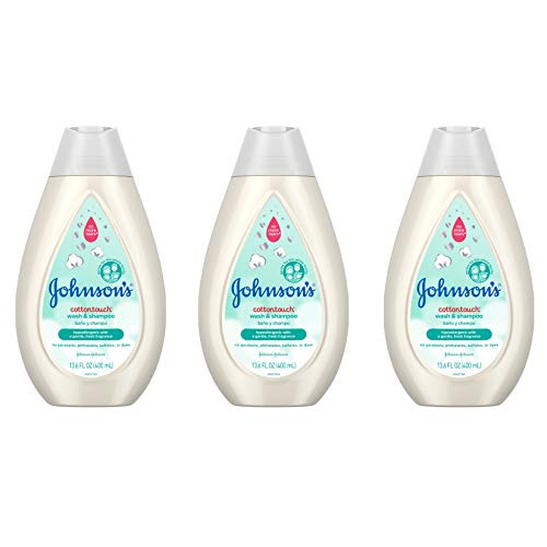 Johnsons CottonTouch Newborn Baby Wash and Shampoo with No More Tears Sulfate- Paraben- Free for Sensitive Skin Made with Real Cotton Gently Washes Away Dirt and Germs 13_6 fl_ oz Pack of 3 Johnsons CottonTouch Newborn Baby Wash and Shampoo with No More Tears Sulfate- Paraben- Free for Sensitive Skin Made with Real Cotton Gently Washes Away Dirt and Germs 13_6 fl_ oz Pack of 3
