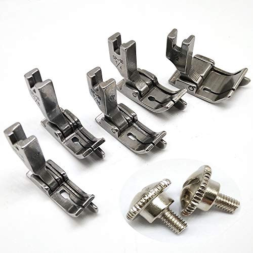 HONEYSEW 5sizeSet SP-18R Industrial Sewing Machine Hinged Presser Foot with Right Guide 116183161412 with Free 2 Screws for Consew Brother Juki Singer Single Needle Sewing Machine
