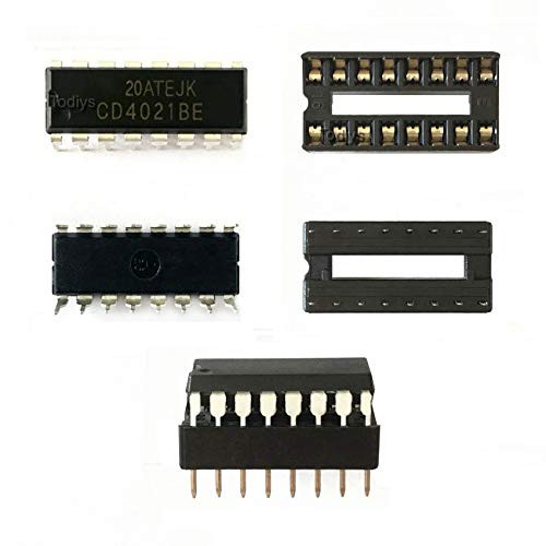 Todiys New 20Pairs for 20Pcs CD4021B CD4021BE HEF4021BP HCF4021BE DIP-16 CMOS 8-Stage Static Shift Register  20Pcs 16-Pin IC Sockets CD4021
