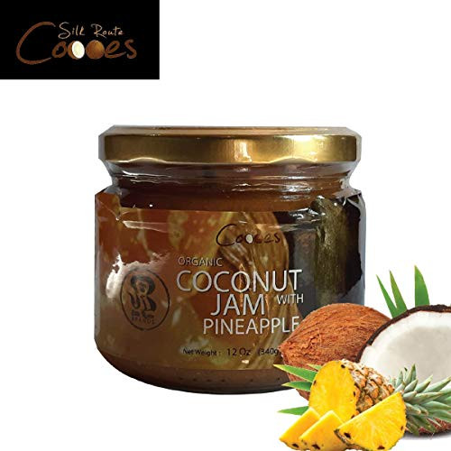 Organic Coconut Jam with Pineapple  Toast Spread  Vegan Non-GMO  Gluten-Free  Keto Friendly  Dairy Free  Peanut Free - 12 ounces - Silk Route Brands