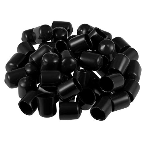 uxcell 50pcs Rubber End Caps 5816mm ID Vinyl Round End Cap Cover Screw Thread Protectors Black