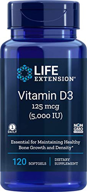 Life Extension Vitamin D3 5000 IU 120 Softgels 125mcg Life Extension Vitamin D3 5000 IU 120 Softgels 125mcg