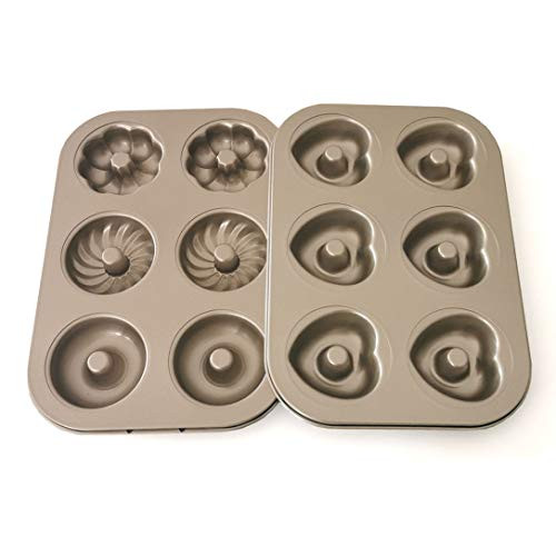 TEYOUYI Donut Pan 2 Count Non Stick 6 Cavity Donut Baking Pan Doughnut Mold Cake Donut Pastry Pan Bakeware