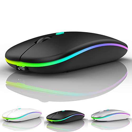 LED Bluetooth Wireless MouseBluetooth Mouse for MacBook ProBluetooth Mouse for MacBook AirRechargeable Wireless Mouse for MacBook Laptop Macipadipad Pro Black