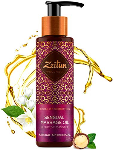 Sensual Massage Oil for Couples - Aromatherapy Body Lotion with Jasmine Macadamia Sweet Almond Essential Oils  and  Vitamin E  Nourishing Spa  and  Skin Care Therapy  Stress  and  Sore Muscle Relief 3_7 Oz