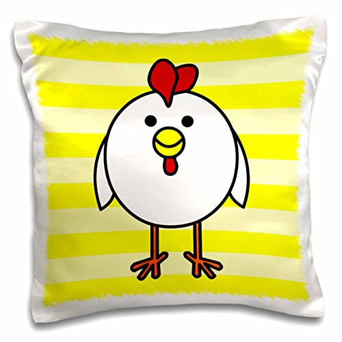 3dRose Cute White Chicken with Yellow Background - Pillow Case, 16 by 16-inch (pc_10776_1) 3dRose Cute White Chicken with Yellow Background - Pillow Case, 16 by 16-inch (pc_10776_1)