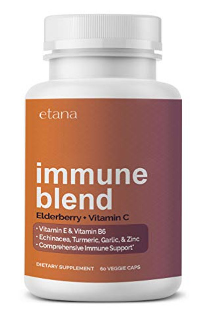 Etana  Immune Blend  Elderberry  Vitamin C Supplement  with Vitamins E  and  B6 Echinacea Turmeric Garlic Zinc  and  Probiotics  Comprehensive Immune Support Capsules - 60 ct