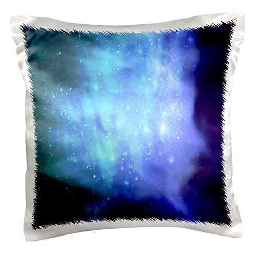 3dRose pc_151332_1 Blue Space with Stars Outer Space Texture Magical Galaxies Nebulas Science Fiction Sci-Fi Pillow Case, 16" x 16"