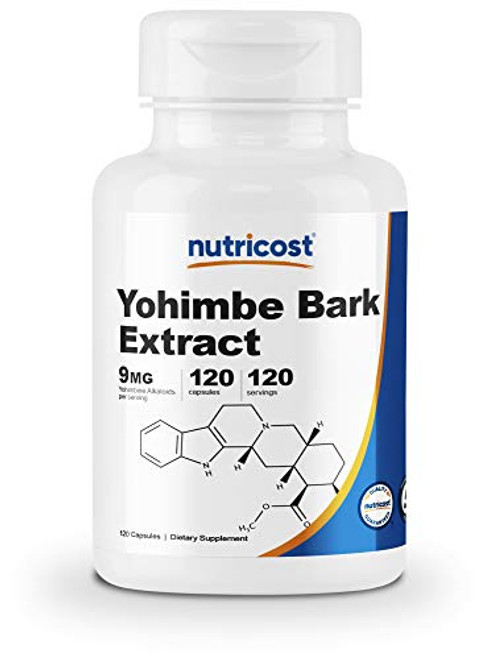 Nutricost Yohimbe Bark Extract 450mg 9mg Yohimbine Alkaloids 120 Capsules - Gluten Free Non-GMO Nutricost Yohimbe Bark Extract 450mg 9mg Yohimbine Alkaloids 120 Capsules - Gluten Free Non-GMO