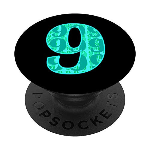 Number 9  Girls 9th BDay Party 9 Years Old Gift PopSockets PopGrip Swappable Grip for Phones  and  Tablets