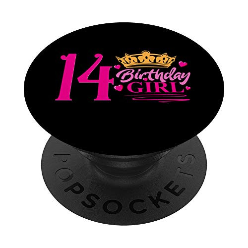 Queen 14th Birthday Girl  Party 14 Years Old Bday PopSockets PopGrip Swappable Grip for Phones  and  Tablets