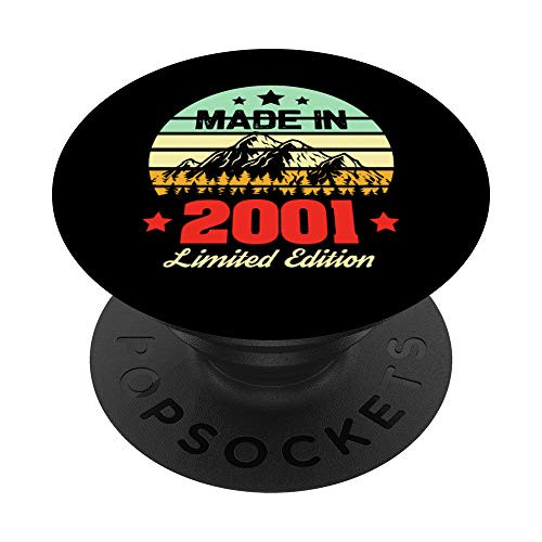 Gift for 19 Year Old Vintage Mountain 2001 19th Birthday PopSockets Grip and Stand for Phones and Tablets