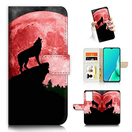 for Samsung Note 20 Ultra Galaxy Note 20 Ultra Designed Flip Wallet Phone Case Cover A21799 Red Moon Wolf 21799
