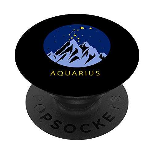 Aquarius Sign Vintage Star Constellation Zodiac Symbol Gift PopSockets PopGrip Swappable Grip for Phones  and  Tablets