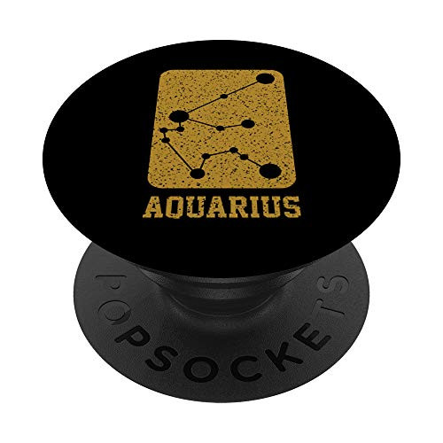 Aquarius Sign Retro Star Constellation Zodiac Astrology Gift PopSockets PopGrip Swappable Grip for Phones  and  Tablets