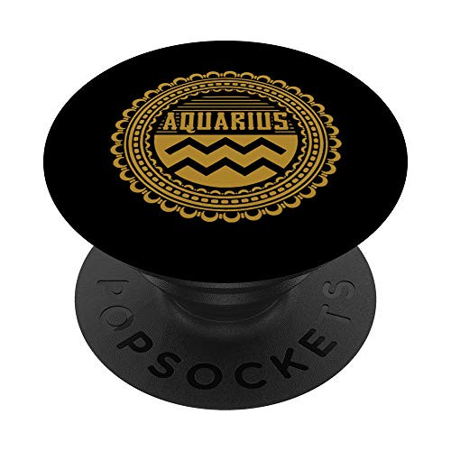 Aquarius Sign Vintage January Birthday Zodiac Horoscope PopSockets PopGrip Swappable Grip for Phones  and  Tablets