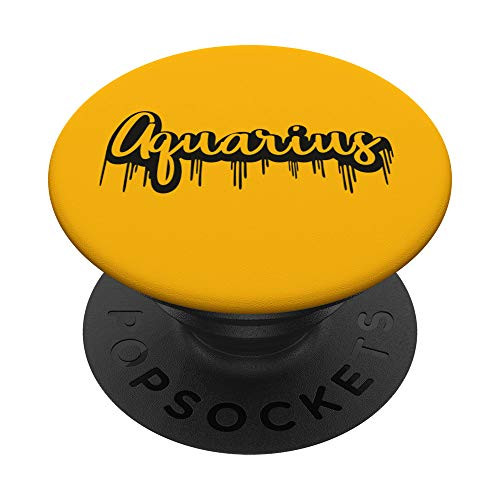 Aquarius zodiac sign astrology fun yellow bright cheerful PopSockets PopGrip Swappable Grip for Phones and Tablets Aquarius zodiac sign astrology fun yellow bright cheerful PopSockets PopGrip Swappable Grip for Phones and Tablets