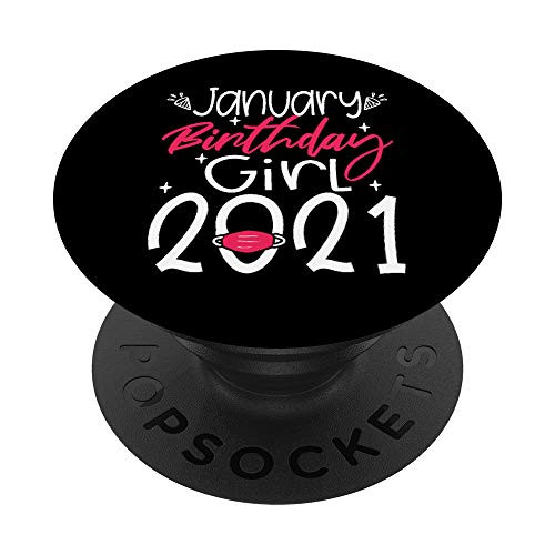 January Birthday Gift Women Capricorn Aquarius Zodiac Sign PopSockets PopGrip Swappable Grip for Phones  and  Tablets