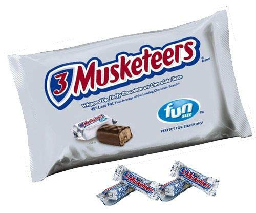 3 Musketeers Snack Size Candy Bars - 1 LB Resealable Stand Up Candy Bag - Classic Chocolate Covered Whipped Nougat Candy Bar - Bulk Party Candy for Holidays and Special Events