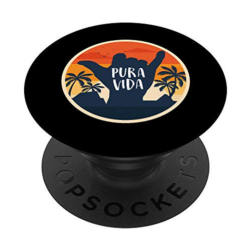 Vintage Pura Vida Costa Rica Shaka Sign Surfing Surfer Gift PopSockets Grip and Stand for Phones and Tablets