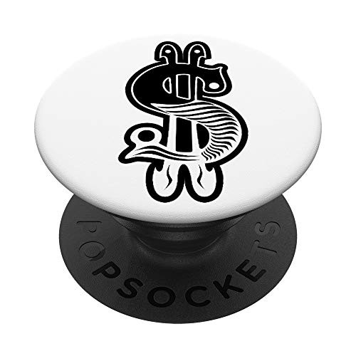 Dollar Sign Money Currency Black PopSockets PopGrip Swappable Grip for Phones  and  Tablets