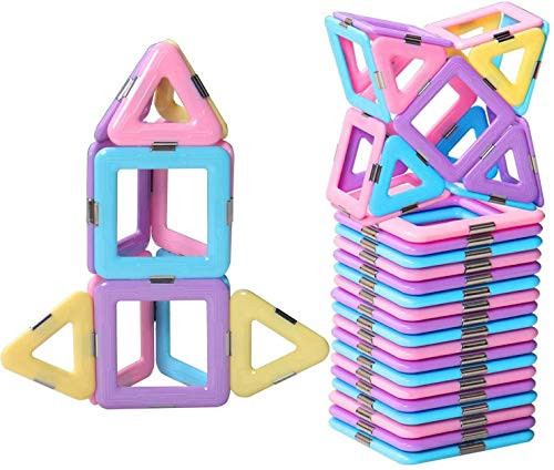 DEJUN Magnetic Building Sticks Building Blocks Set Magnet Educational Toys Magnetic Blocks Sticks Stacking Toys Set Interlocking Toy for Toddlers Girls and Boys Gift 30 Piec