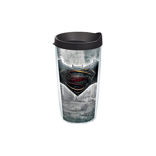 Tervis 1211863 Batman vs. Superman Tumbler with Wrap and Black Lid 16oz, Clear Tervis 1211863 Batman vs. Superman Tumbler with Wrap and Black Lid 16oz, Clear