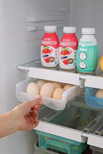 Diskary Fridge Egg Holder Drawer Organizer Refrigerator Eggs Storage Container Pull Out with Handle Fridge Shelf Holder Egg Tray Fit 15 Eggs
