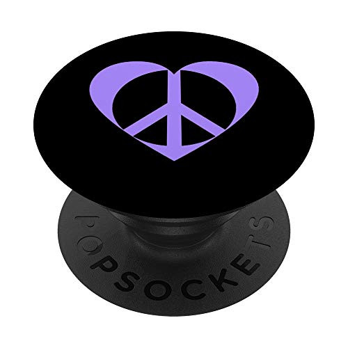 Purple Peace Sign Heart PopSockets PopGrip Swappable Grip for Phones  and  Tablets