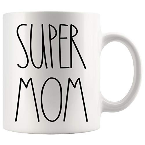 Super Mom Coffee Mug - Super Mom Mug - Super Mom Rae Dunn Style - Rae Dunn Inspired - Birthday - Family - Merry Christmas - Best Mom Ever Mug - Mothers Day Coffee Cup 11oz