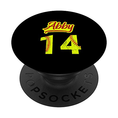 Abby Softball No 14 Jersey Number 14 Catcher  and  Pitcher PopSockets Grip and Stand for Phones and Tablets