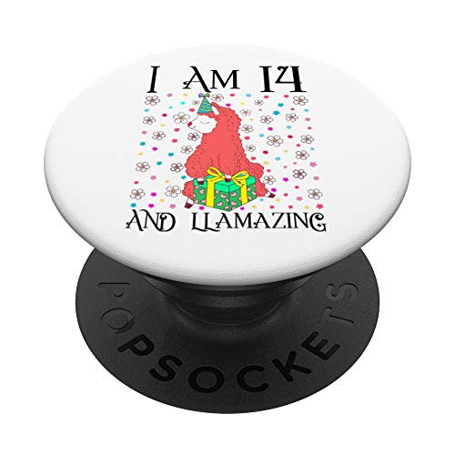 Kids I am 14 and LLamazing 14th Llama Birthday Party Gift PopSockets Grip and Stand for Phones and Tablets