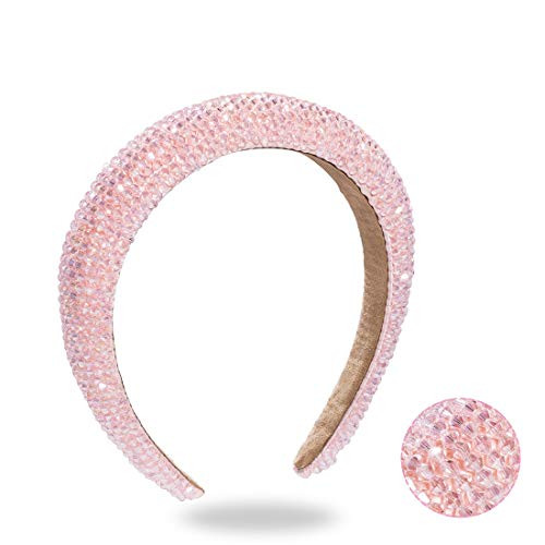 HETIANMEI Rhinestone Headbands for Women?Diamond Bling Headbands Crystal Fashion and Jeweled Rhinestone Headband Sparkly Jeweled Thick Headbands Hair Accessories for Women Pink
