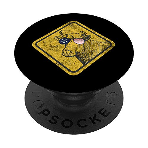 Dairy Cattle Farm  Cow Crossing Road Sign PopSockets PopGrip Swappable Grip for Phones  and  Tablets