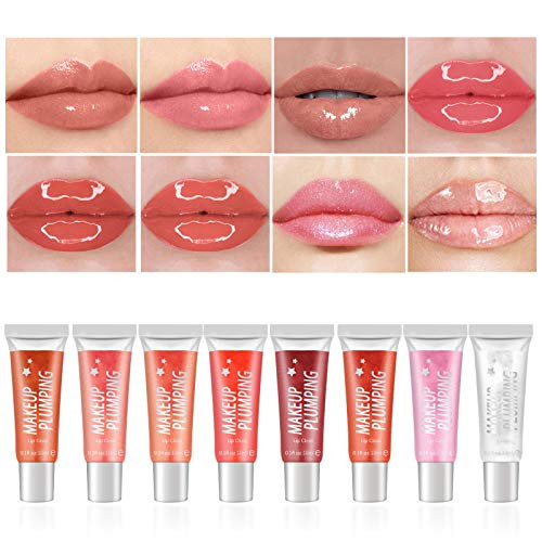 Ownest 8 Colors Lip Gloss SetGlitter Lip Gloss Pearl Shimmer Lip Gloss Set Waterproof Long Lasting Moisturizing Lip Gloss Glow Makeup Kit