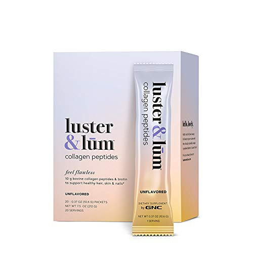 Luster  and  Lum by GNC Collagen Peptides Support Beautiful Hair Skin  and  Nails 10g of Premium Collagen Unflavored 20 Packets