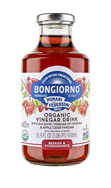Bongiorno Organic Berries  and  Pomegranate Vinegar Drink with Balsamic  and  Apple Cider Vinegar 16_9 oz 3 Pack