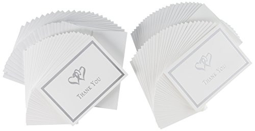 Great Papers! Silver Double Hearts Thank You Note Card and Envelope - 4.875" x 3.375" (folded) - 145000